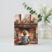 Festliches Weihnachtskaminkind Postkarte (Stehend Vorderseite)