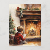 Festliches Weihnachtskaminkind Postkarte (Vorderseite)