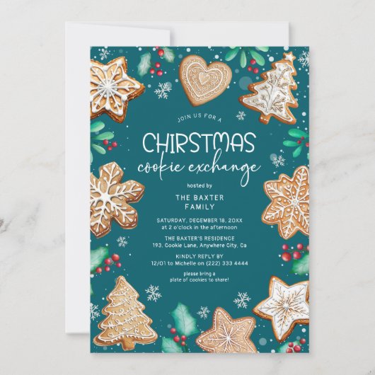 Festliches Weihnachtskochtausch-Party Einladung (Vorderseite)