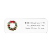 Festliches Weihnachtskranz-Rücksendeetikett (Vorne)