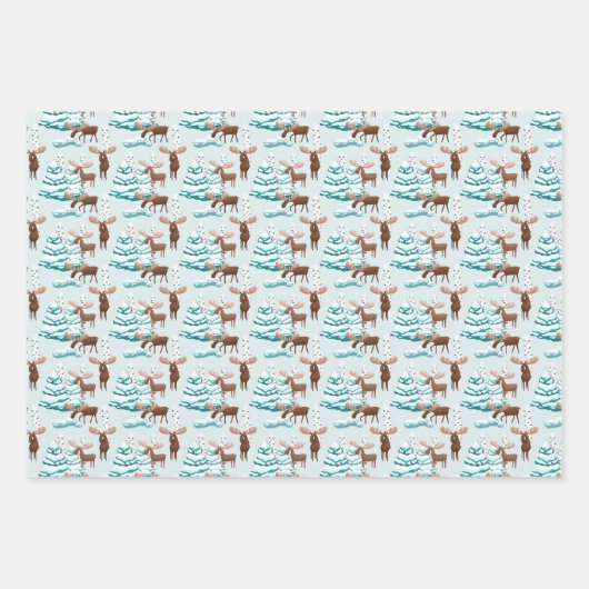 Festliches Weihnachtsmoosenmuster Geschenkpapier Set (Vorderseite 3)