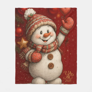 Festliches Weihnachtsmotiv auf rotem Hintergrund Fleecedecke