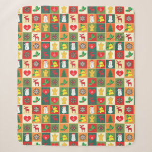 Festliches Weihnachtsmuster Cozy Sherpa Sherpadecke