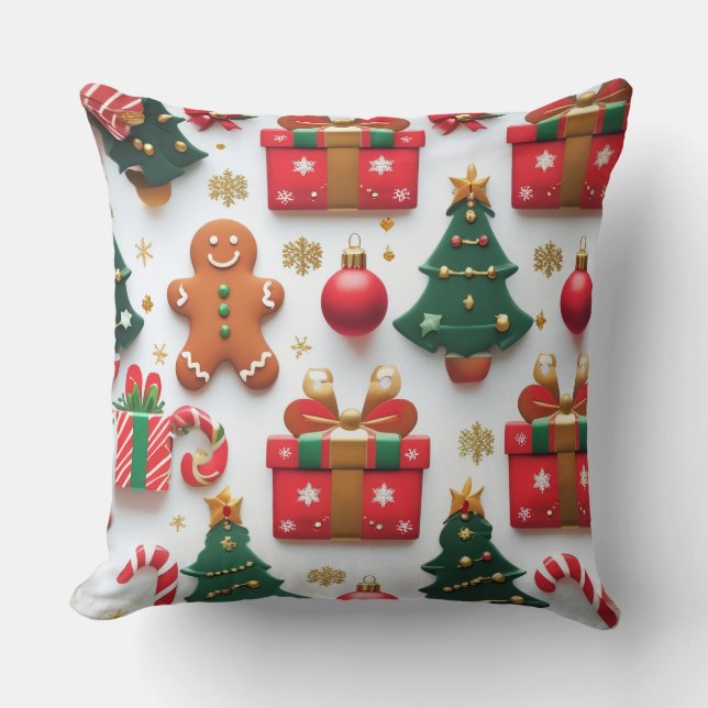 Festliches Weihnachtsmuster Kissen (Vorderseite)