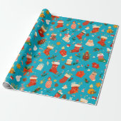 Festliches Weihnachtsmuster mit Strümpfen Geschenkpapier (Ungerollt)