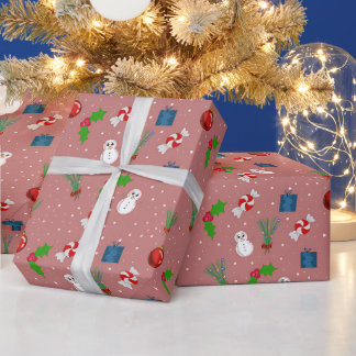 Festliches Weihnachtsmuster-Wrap-Papier | Süßer Sc Geschenkpapier