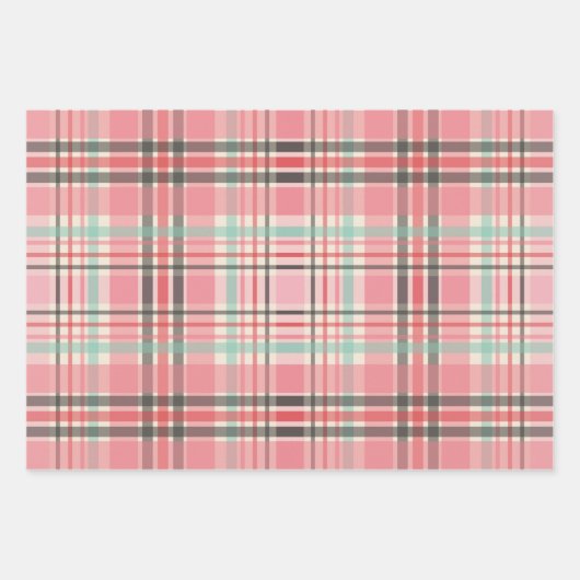 festliches Weihnachtsrosa Flamingo-Fliesenmuster Geschenkpapier Set (Vorderseite 3)