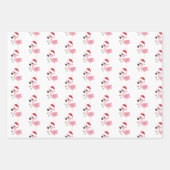 festliches Weihnachtsrosa Flamingo-Fliesenmuster Geschenkpapier Set (Vorderseite 2)