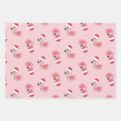 festliches Weihnachtsrosa Flamingo-Fliesenmuster Geschenkpapier Set (Vorderseite)