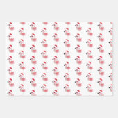 festliches Weihnachtsrosa Flamingo-Fliesenmuster Geschenkpapier Set (Vorderseite 3)