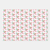festliches Weihnachtsrosa Flamingo-Fliesenmuster Geschenkpapier Set (Vorderseite 2)