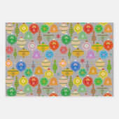 Festliches Weihnachtsschmuck-Muster Geschenkpapier Set (Vorderseite)
