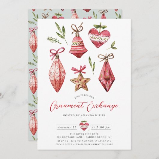 Festliches Weihnachtsschmuckstück Party Einladung (Vorne/Hinten)