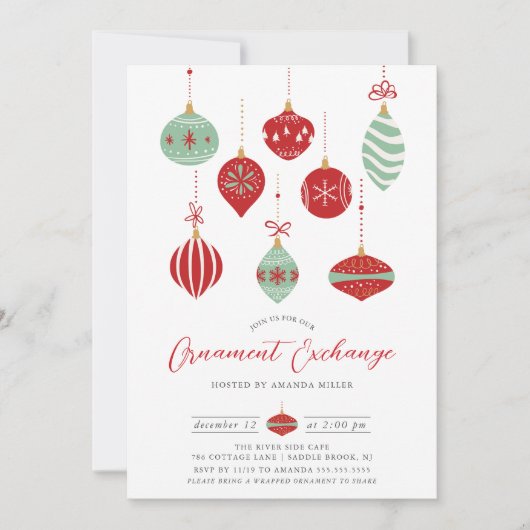 Festliches Weihnachtsschmuckstück Party Einladung (Vorderseite)