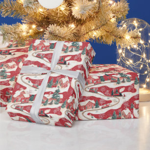 Festliches Weihnachtszug-Muster Geschenkpapier