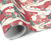 Festliches Weihnachtszug-Muster Geschenkpapier (Rolleneckpunkt)