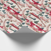Festliches Weihnachtszug-Muster Geschenkpapier (Ecke)