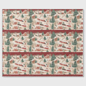 Festliches Weihnachtszug-Muster Geschenkpapier (Flach)