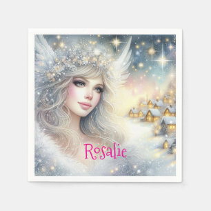 Festliches Weiß Wasserfarbe Ätherischer Frost Schn Serviette