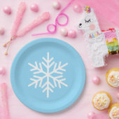 Festliches Weißes Alpen-Schneeglöckchen auf Hellbl Pappteller (Party)