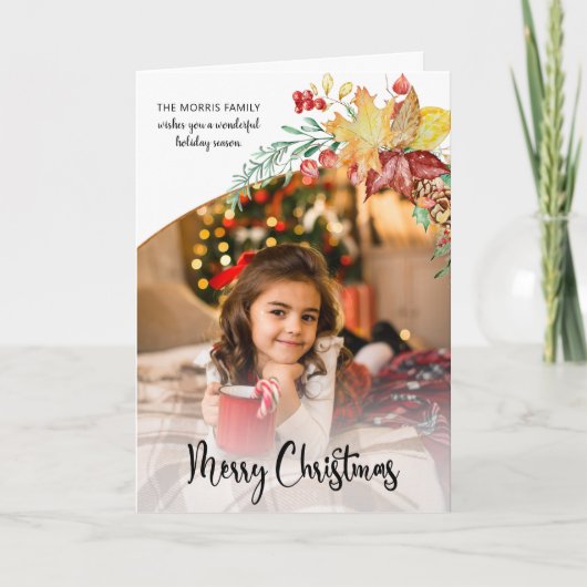 Festliches Winter-botanisches Foto Feiertagskarte (Vorderseite)