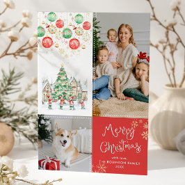 Festliches Winterdorf Frohe Weihnachten Rot 2 Foto