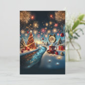 Festliches Winterwunderland mit heißer Schokolade Feiertagskarte (Stehend Vorderseite)