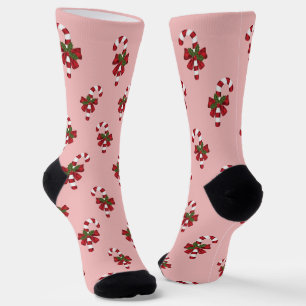Festliches Zuckerstangenmuster auf Rosa Socken