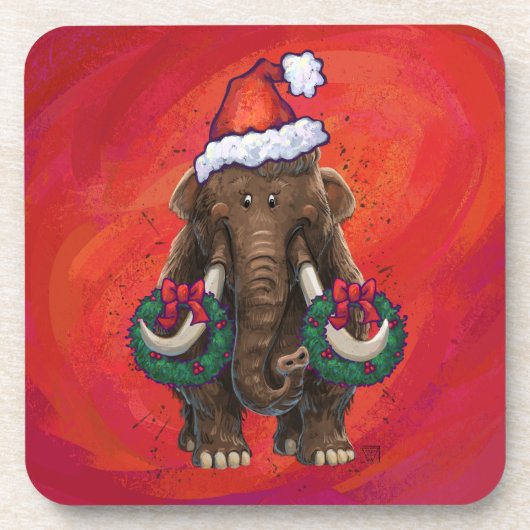 Festmastodon auf Rot Getränkeuntersetzer (Vorderseite)