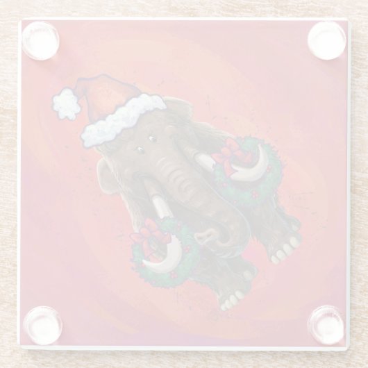 Festmastodon auf Rot Glasuntersetzer (Rückseite)