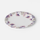 Festpapierplatte mit einem zarten Blumenmuster Pappteller (Schrägansicht)