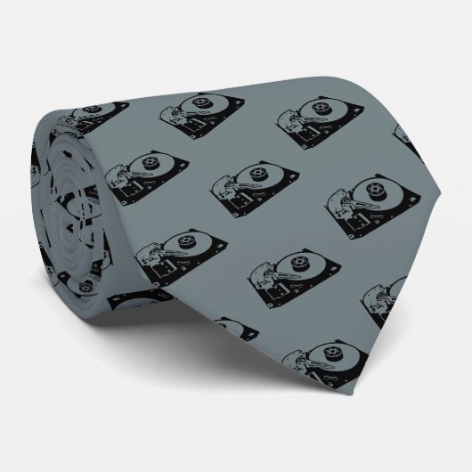 Festplatte - Computer Geek Hacker Old School Krawatte (Gerollt)