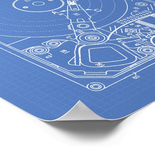 Festplattenlaufwerk 1994 Patentart Blueprint Poster (Ecke)