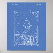 Festplattenlaufwerk 1994 Patentart Blueprint Poster (Vorne)