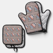 Festpudding Ofenhandschuh & Topflappen-Set (Vorderseite/Rückseite)