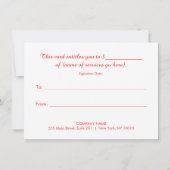 Festsalon und Wellness-Center - Geschenkgutschein (Rückseite)