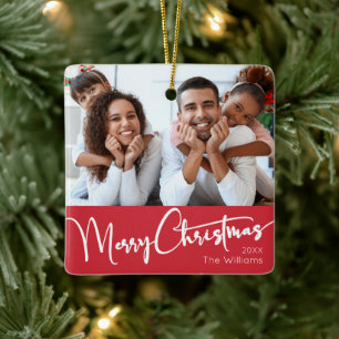 Festschrift   Rotes Frohe Weihnachten Keramikornament