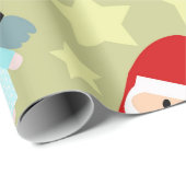 Festsmuster mit Engeln, Weihnachten und Schneemann Geschenkpapier (Rolleneckpunkt)