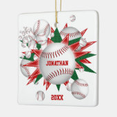 Festspiele Rot-Grün-Baseball-Softball-Blowout Keramikornament (Links)