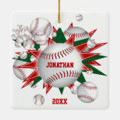 Festspiele Rot-Grün-Baseball-Softball-Blowout Keramikornament (Rückseite)