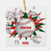 Festspiele Rot-Grün-Baseball-Softball-Blowout Keramikornament (Vorderseite)