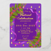 Festspiele Weihnachten Lila Folieneinladung (Vorderseite)