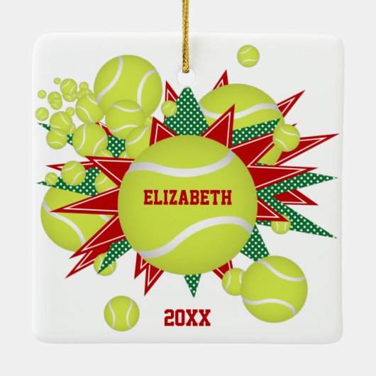Festsport Red Green Tennisball Blowout Keramikornament (Rückseite)