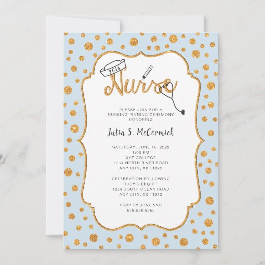 Feststeckende Imitat-Goldpunkt-Krankenschwester, Einladung (Vorderseite)