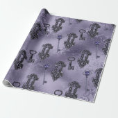 Feststell- und Schlüsselverriegelung Lila | Vintag Geschenkpapier (Ungerollt)