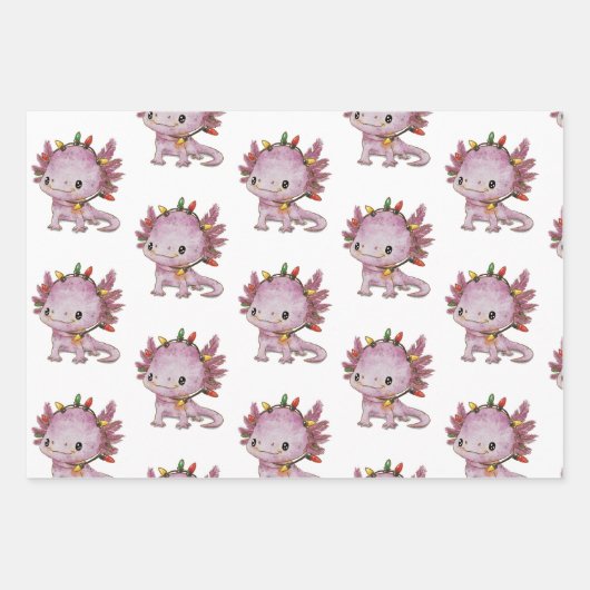 Feststoff Axolotl Geschenkpapier Set (Vorderseite)