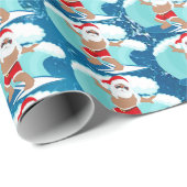 Festsurfen Santa Beach Afroamerikaner Geschenkpapier (Rolleneckpunkt)
