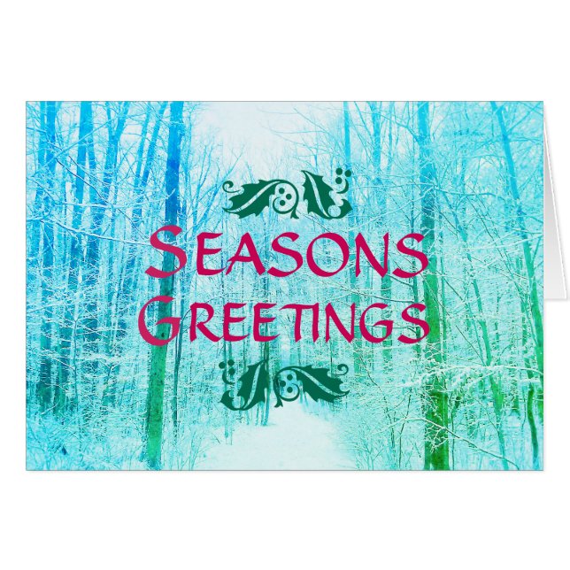 FESTTAGES-WINTER-HOLZ-BLAU-KARTE (Vorderseite (Horizontal))