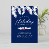 Festtagsessen Party Silberblauer Weihnachtsanfang Folieneinladung (Stehend vorne)