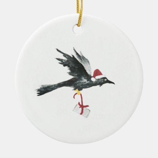 Festtagsraven mit Geschenk Keramik Ornament (Vorne)